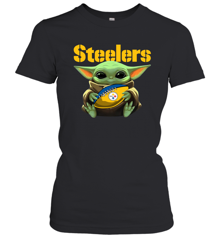 Baby Yoda Loves The Pittsburgh Steelers Star Wars NFL Shirts Women's T-Shirt - PrimaryTee Baby Yoda Loves The Pittsburgh Steelers Star Wars NFL Shirts Women's T-Shirt - PrimaryTee