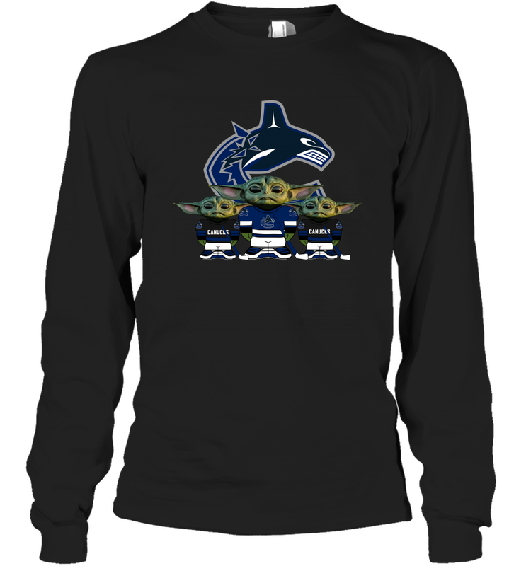 Vancouver Canucks Star Wars Logo Baby Yoda Long Sleeve T-Shirt - PrimaryTee Vancouver Canucks Star Wars Logo Baby Yoda Long Sleeve T-Shirt - PrimaryTee