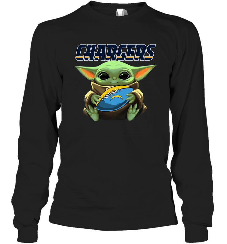 Baby Yoda Loves The Los Angeles Chargers Star Wars NFL Shirts Long Sleeve T-Shirt - PrimaryTee Baby Yoda Loves The Los Angeles Chargers Star Wars NFL Shirts Long Sleeve T-Shirt - PrimaryTee