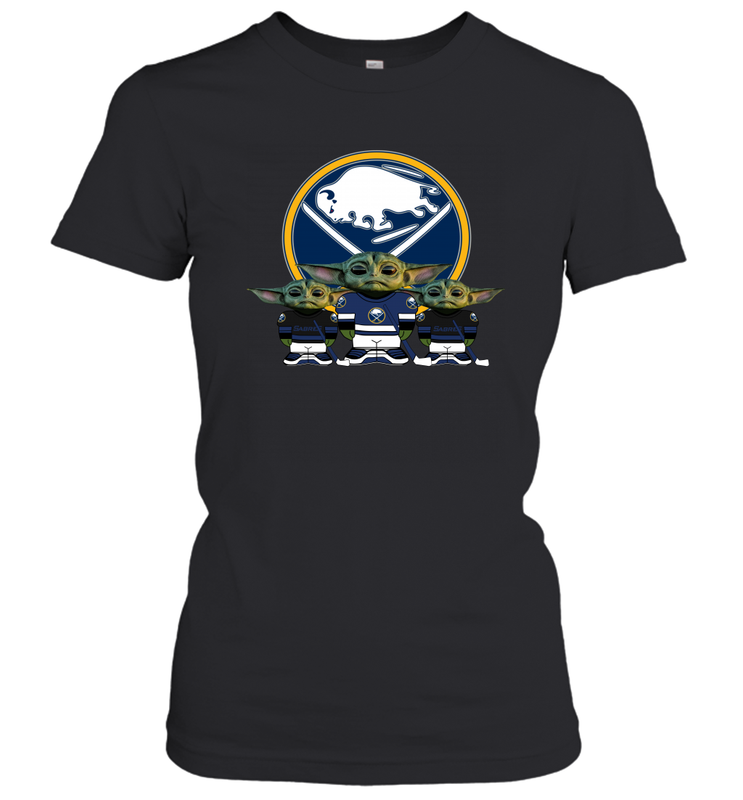 Buffalo Sabres Star Wars Logo Baby Yoda Women's T-Shirt - PrimaryTee Buffalo Sabres Star Wars Logo Baby Yoda Women's T-Shirt - PrimaryTee
