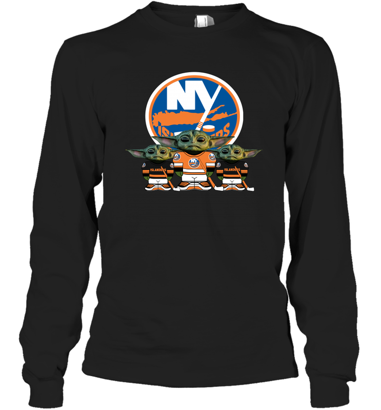 New York Islanders Star Wars Logo Baby Yoda Long Sleeve T-Shirt - PrimaryTee New York Islanders Star Wars Logo Baby Yoda Long Sleeve T-Shirt - PrimaryTee