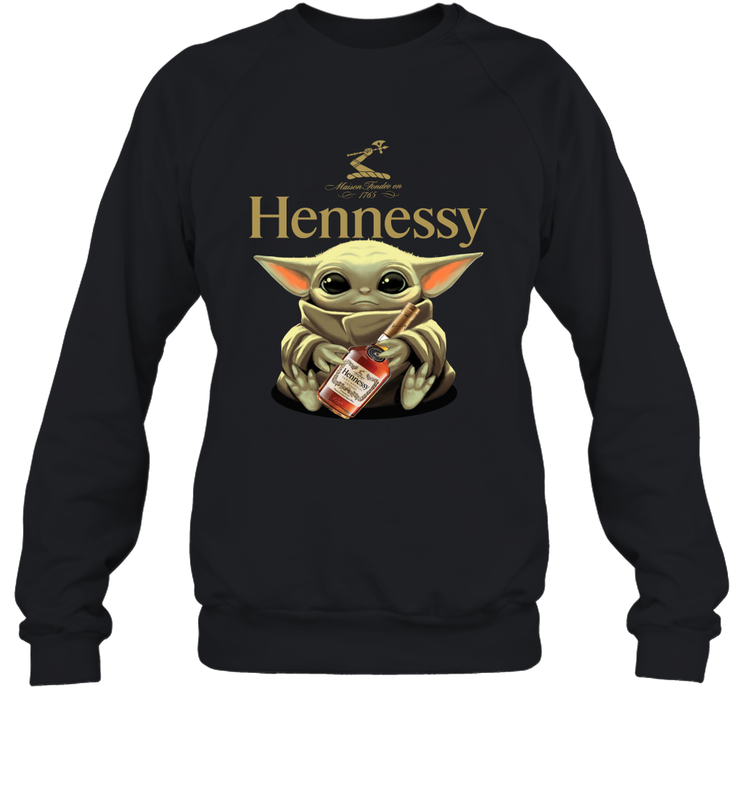 Baby Yoda Hugs Hennessy Bottle Star Wars Shirts Sweatshirt - PrimaryTee Baby Yoda Hugs Hennessy Bottle Star Wars Shirts Sweatshirt - PrimaryTee