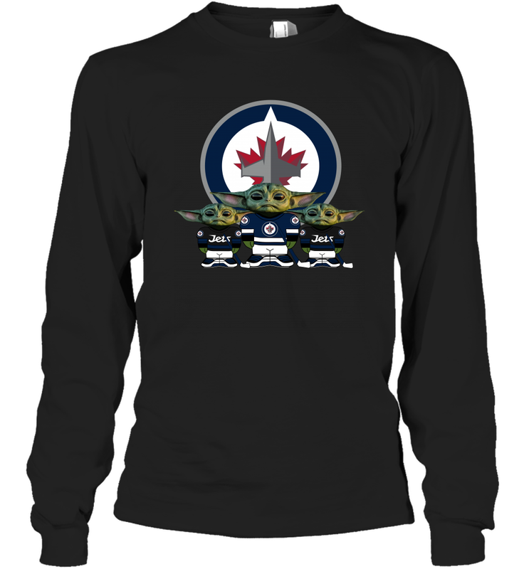 Winnipeg Jets Star Wars Logo Baby Yoda Long Sleeve T-Shirt - PrimaryTee Winnipeg Jets Star Wars Logo Baby Yoda Long Sleeve T-Shirt - PrimaryTee