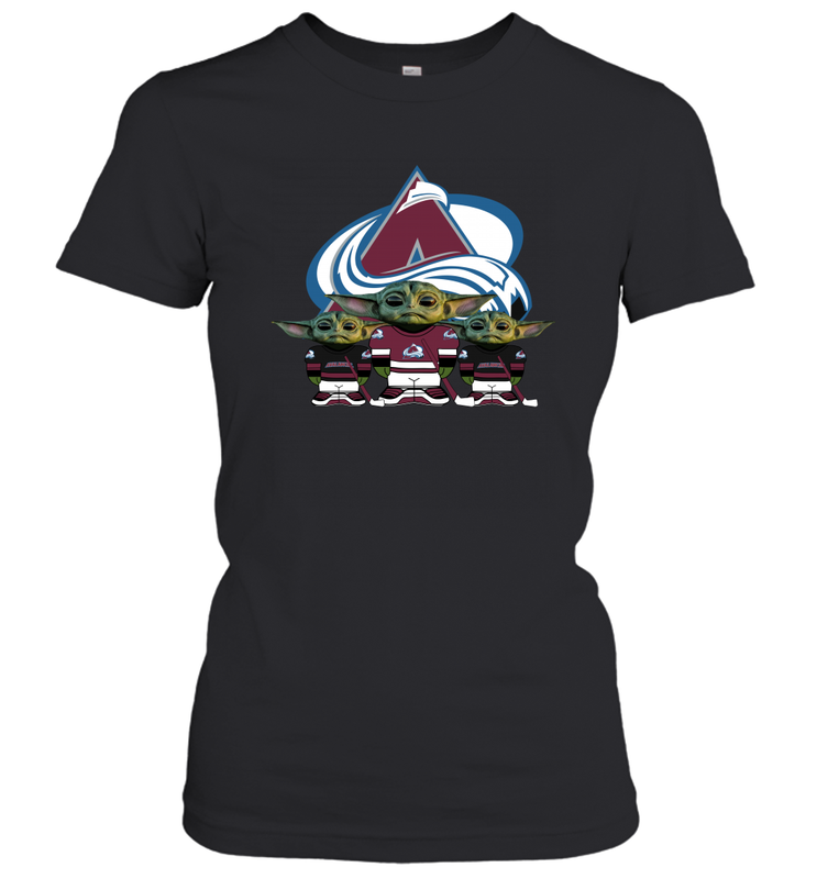 Colorado Avalanche Star Wars Logo Baby Yoda Women's T-Shirt - PrimaryTee Colorado Avalanche Star Wars Logo Baby Yoda Women's T-Shirt - PrimaryTee