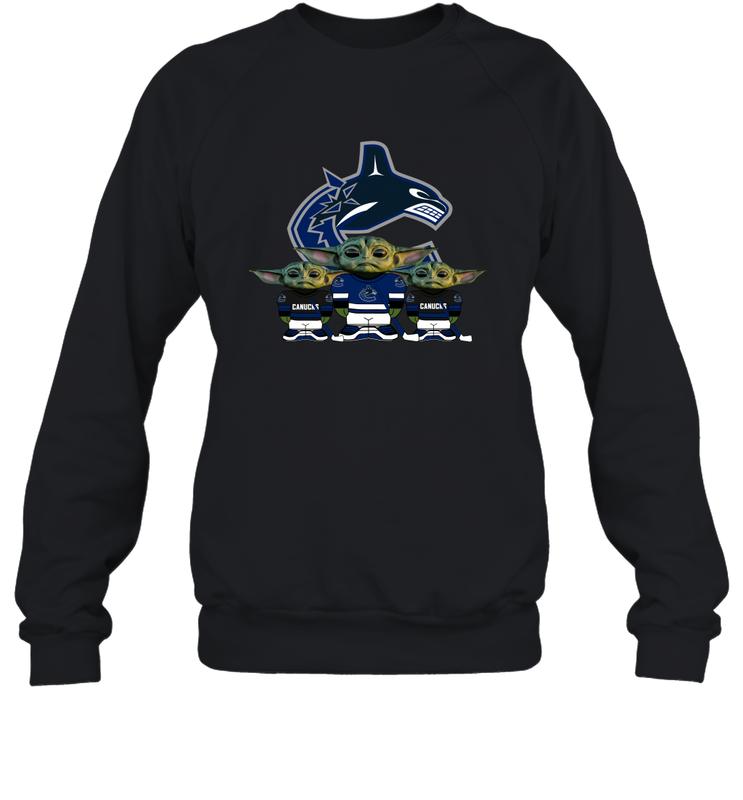 Vancouver Canucks Star Wars Logo Baby Yoda Sweatshirt - PrimaryTee Vancouver Canucks Star Wars Logo Baby Yoda Sweatshirt - PrimaryTee