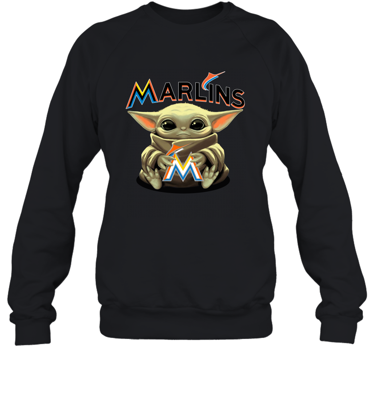 Baby Yoda Hugs The Miami Marlins Shirts Sweatshirt - PrimaryTee Baby Yoda Hugs The Miami Marlins Shirts Sweatshirt - PrimaryTee