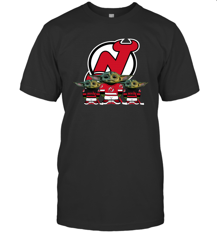 New Jersey Devils Star Wars Logo Baby Yoda Men's T-Shirt - PrimaryTee New Jersey Devils Star Wars Logo Baby Yoda Men's T-Shirt - PrimaryTee