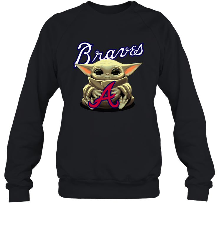 Baby Yoda Hugs The Atlanta Braves Shirts Sweatshirt - PrimaryTee Baby Yoda Hugs The Atlanta Braves Shirts Sweatshirt - PrimaryTee