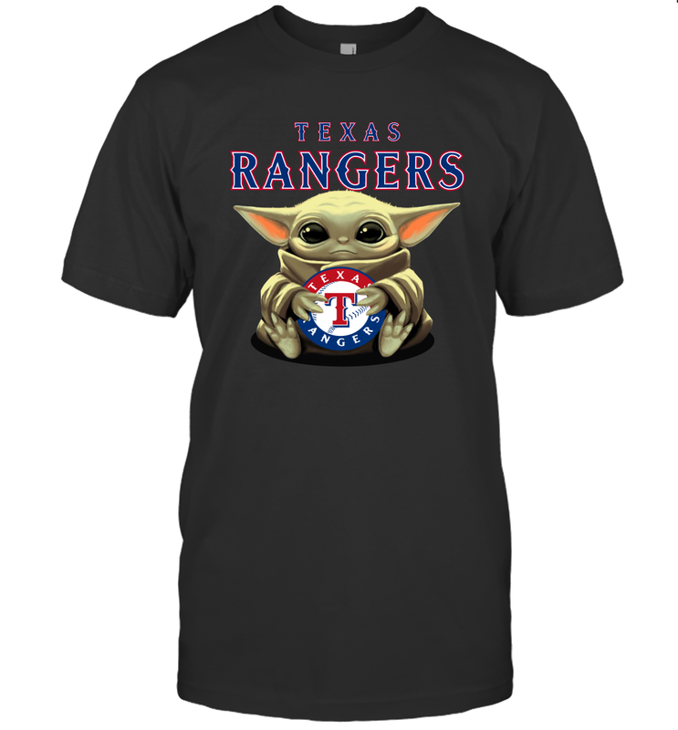 Baby Yoda Hugs The Texas Rangers Shirts Men's T-Shirt - PrimaryTee Baby Yoda Hugs The Texas Rangers Shirts Men's T-Shirt - PrimaryTee