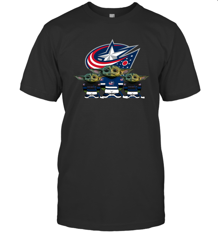 Columbus Blue Jackets Star Wars Logo Baby Yoda Men's T-Shirt - PrimaryTee Columbus Blue Jackets Star Wars Logo Baby Yoda Men's T-Shirt - PrimaryTee