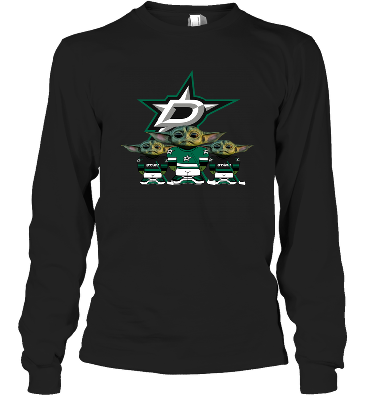 Dallas Stars Star Wars Logo Baby Yoda Long Sleeve T-Shirt - PrimaryTee Dallas Stars Star Wars Logo Baby Yoda Long Sleeve T-Shirt - PrimaryTee