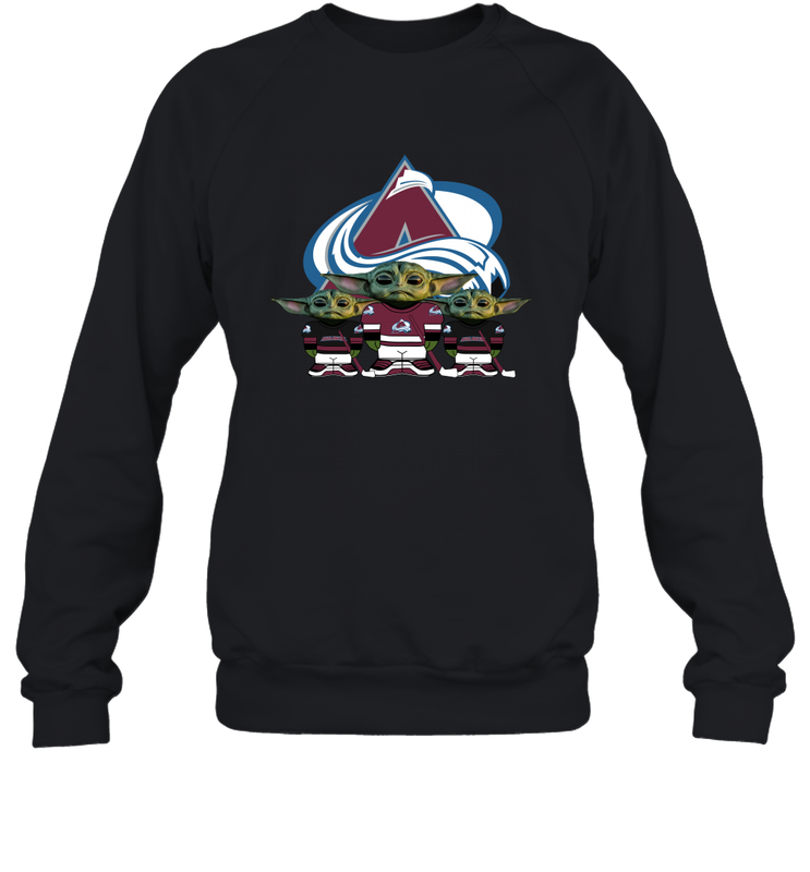 Colorado Avalanche Star Wars Logo Baby Yoda Sweatshirt - PrimaryTee Colorado Avalanche Star Wars Logo Baby Yoda Sweatshirt - PrimaryTee