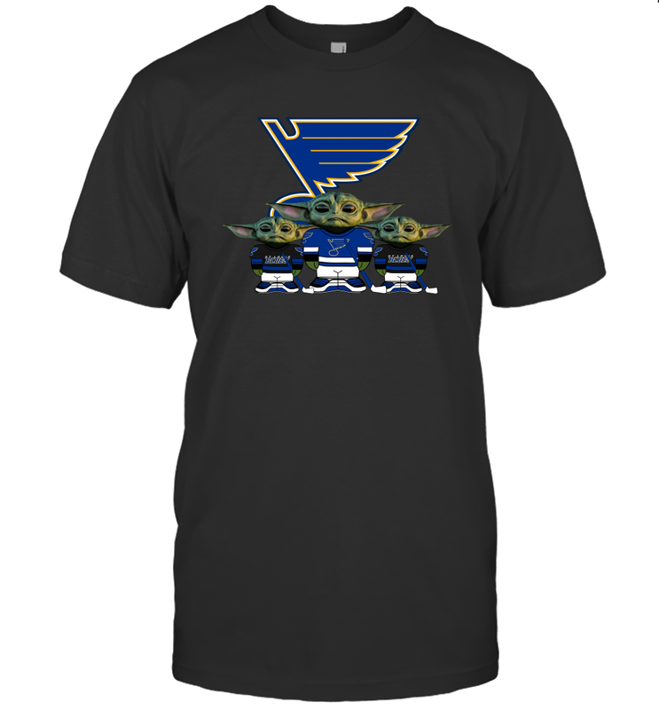 St Louis Blues Star Wars Logo Baby Yoda Men's T-Shirt - PrimaryTee St Louis Blues Star Wars Logo Baby Yoda Men's T-Shirt - PrimaryTee