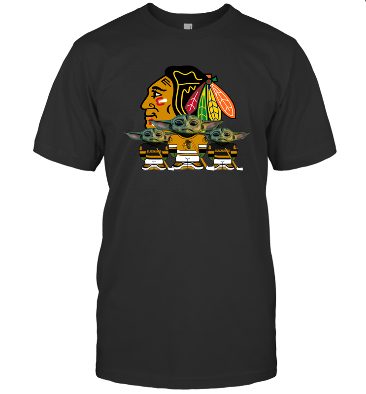 Chicago Blackhawks Star Wars Logo Baby Yoda Men's T-Shirt - PrimaryTee Chicago Blackhawks Star Wars Logo Baby Yoda Men's T-Shirt - PrimaryTee