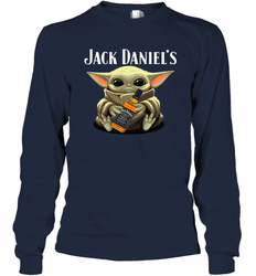 Baby Yoda Hugs Jack Daniel's Bottle Star Wars Shirts Long Sleeve T-Shirt - PrimaryTee Baby Yoda Hugs Jack Daniel's Bottle Star Wars Shirts Long Sleeve T-Shirt - PrimaryTee