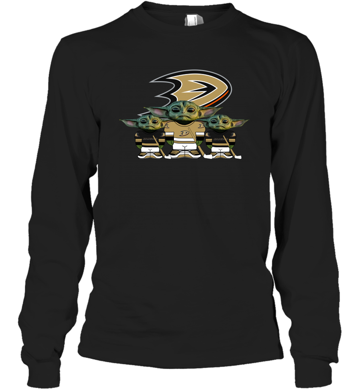 Anaheim Ducks Star Wars Logo Baby Yoda Long Sleeve T-Shirt - PrimaryTee Anaheim Ducks Star Wars Logo Baby Yoda Long Sleeve T-Shirt - PrimaryTee
