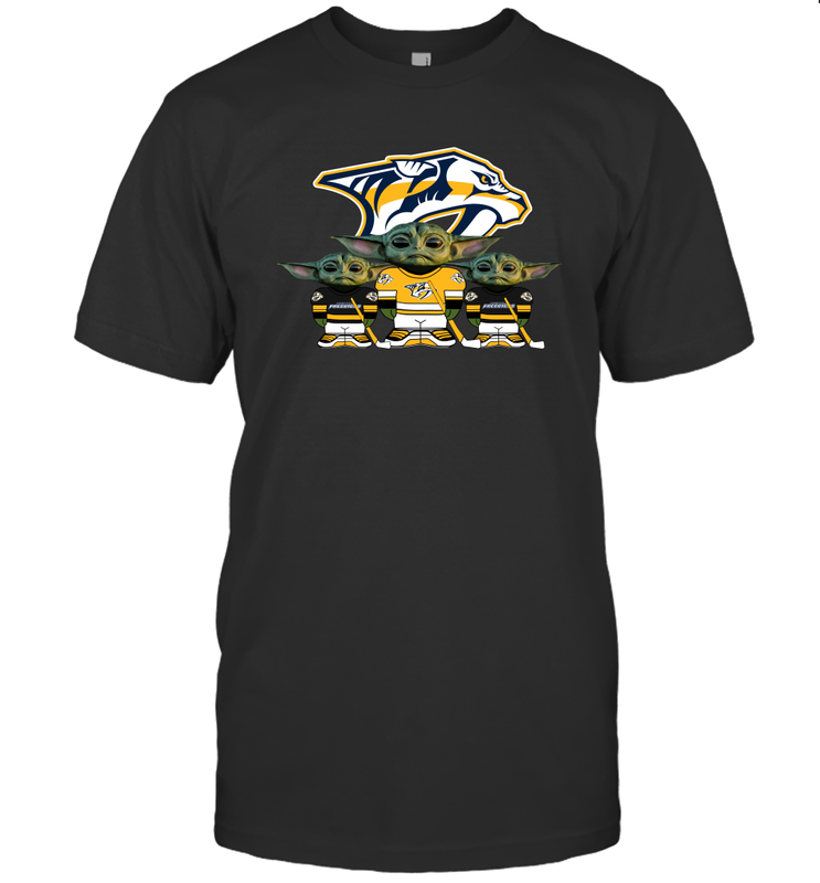 Nashville Predators Star Wars Logo Baby Yoda Men's T-Shirt - PrimaryTee Nashville Predators Star Wars Logo Baby Yoda Men's T-Shirt - PrimaryTee