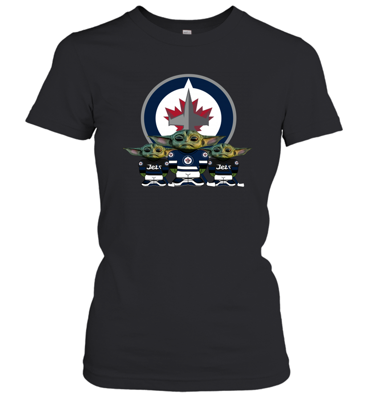 Winnipeg Jets Star Wars Logo Baby Yoda Women's T-Shirt - PrimaryTee Winnipeg Jets Star Wars Logo Baby Yoda Women's T-Shirt - PrimaryTee