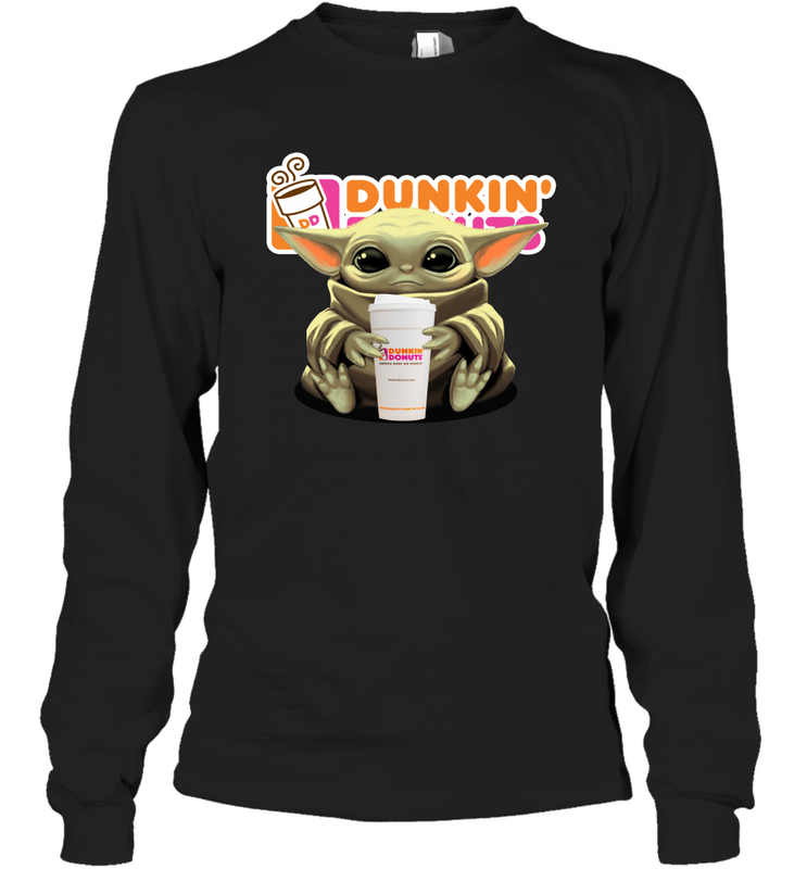 Baby Yoda Hugs Dunkin' Donuts Cup Star Wars Shirts Long Sleeve T-Shirt - PrimaryTee Baby Yoda Hugs Dunkin' Donuts Cup Star Wars Shirts Long Sleeve T-Shirt - PrimaryTee