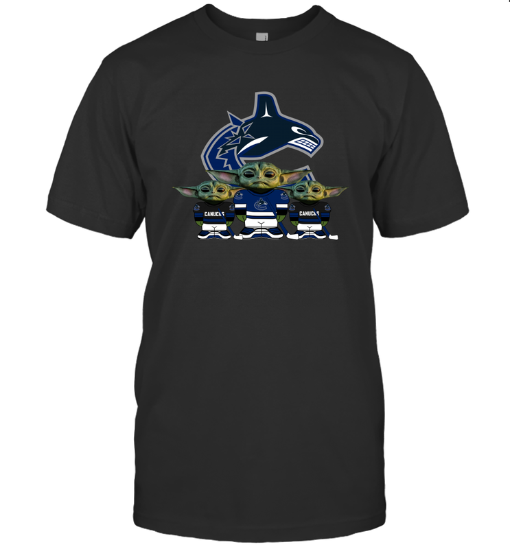 Vancouver Canucks Star Wars Logo Baby Yoda Men's T-Shirt - PrimaryTee Vancouver Canucks Star Wars Logo Baby Yoda Men's T-Shirt - PrimaryTee