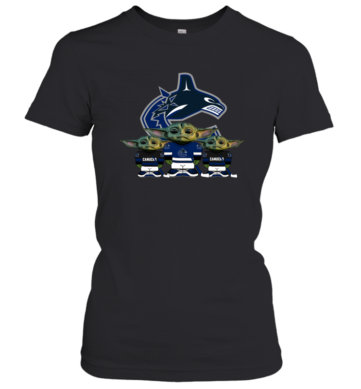 Vancouver Canucks Star Wars Logo Baby Yoda Women's T-Shirt - PrimaryTee Vancouver Canucks Star Wars Logo Baby Yoda Women's T-Shirt - PrimaryTee