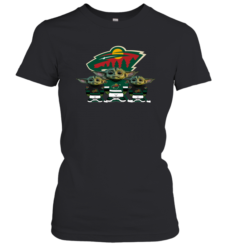 Minnesota Wild Star Wars Logo Baby Yoda Women's T-Shirt - PrimaryTee Minnesota Wild Star Wars Logo Baby Yoda Women's T-Shirt - PrimaryTee