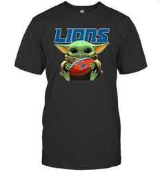 Baby Yoda Loves The Detroit Lions Star Wars NFL Shirts Men's T-Shirt - PrimaryTee Baby Yoda Loves The Detroit Lions Star Wars NFL Shirts Men's T-Shirt - PrimaryTee
