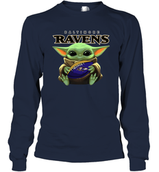 Baby Yoda Loves The Baltimore Ravens Star Wars NFL Shirts Long Sleeve T-Shirt - PrimaryTee Baby Yoda Loves The Baltimore Ravens Star Wars NFL Shirts Long Sleeve T-Shirt - PrimaryTee