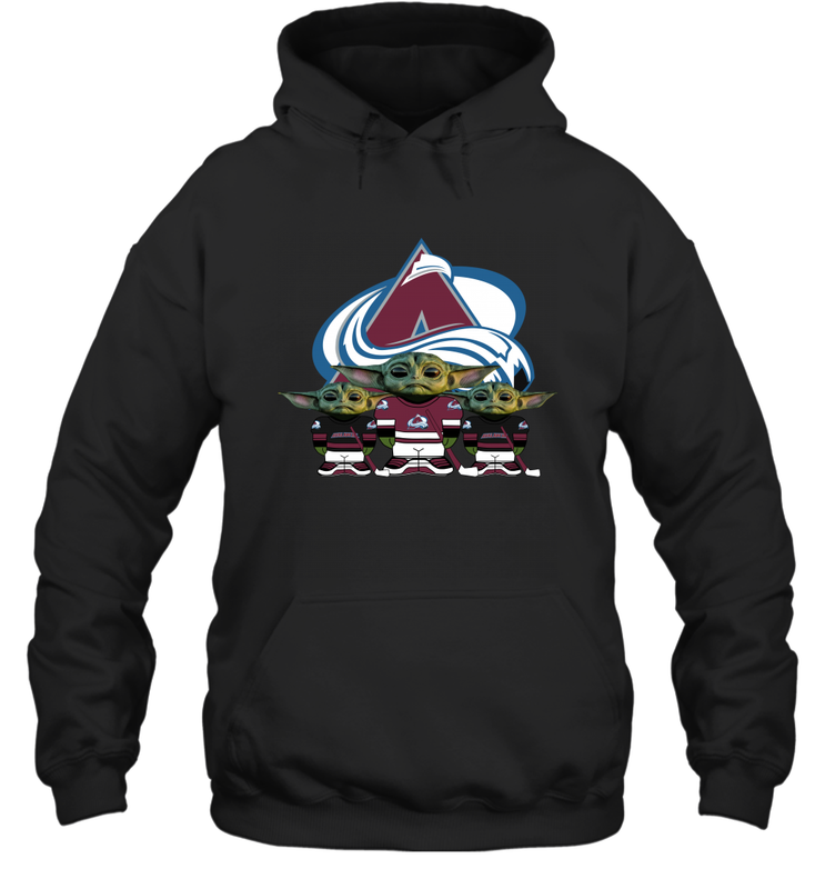 Colorado Avalanche Star Wars Logo Baby Yoda Hoodie - PrimaryTee Colorado Avalanche Star Wars Logo Baby Yoda Hoodie - PrimaryTee