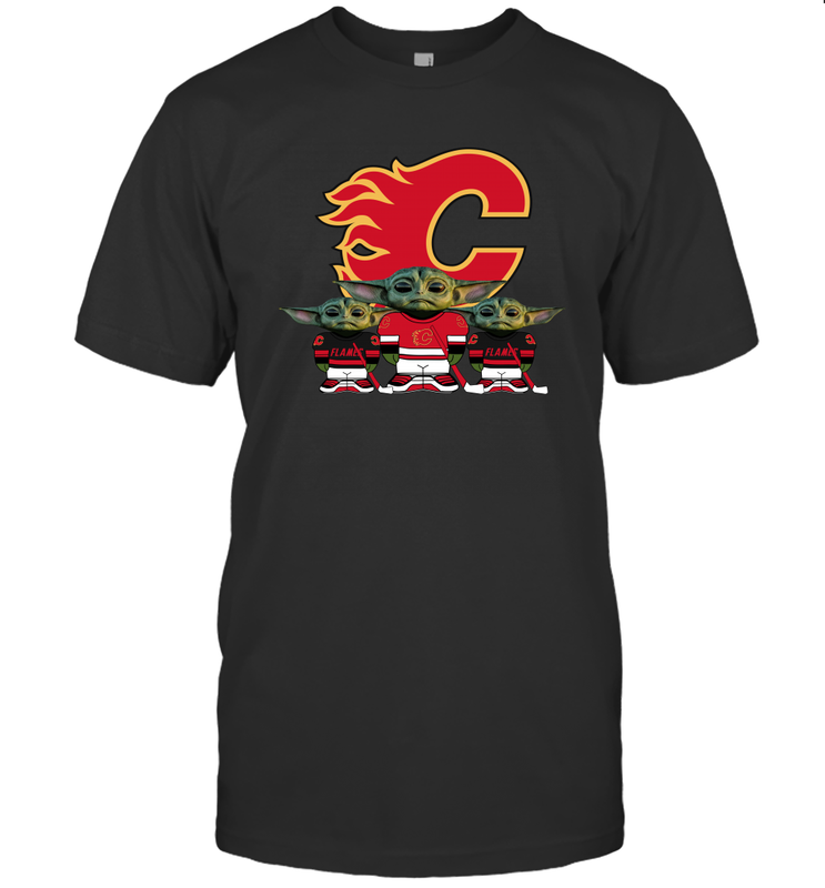 Calgary Flames Star Wars Logo Baby Yoda Men's T-Shirt - PrimaryTee Calgary Flames Star Wars Logo Baby Yoda Men's T-Shirt - PrimaryTee