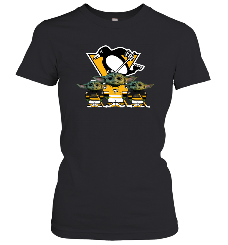 Pittsburgh Penguins Star Wars Logo Baby Yoda Women's T-Shirt - PrimaryTee Pittsburgh Penguins Star Wars Logo Baby Yoda Women's T-Shirt - PrimaryTee