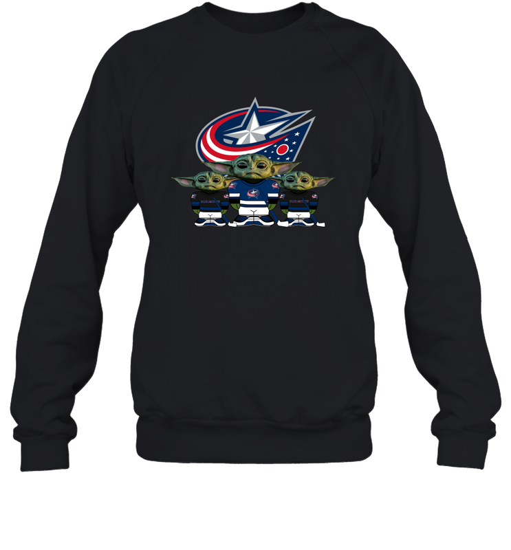 Columbus Blue Jackets Star Wars Logo Baby Yoda Sweatshirt - PrimaryTee Columbus Blue Jackets Star Wars Logo Baby Yoda Sweatshirt - PrimaryTee