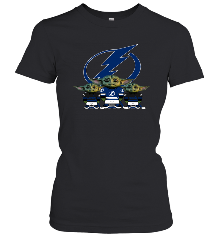 Tampa Bay Lightning Star Wars Logo Baby Yoda Women's T-Shirt - PrimaryTee Tampa Bay Lightning Star Wars Logo Baby Yoda Women's T-Shirt - PrimaryTee