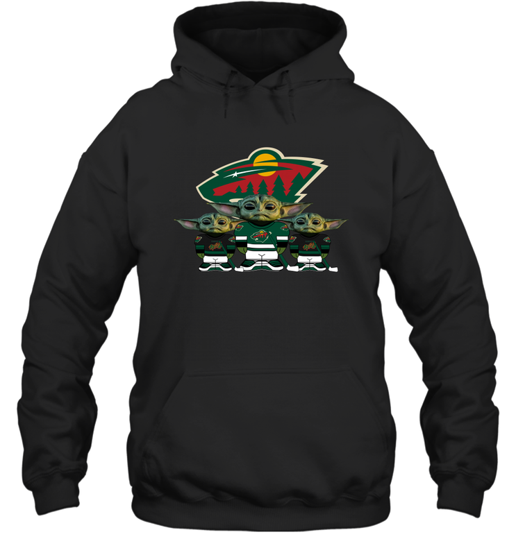 Minnesota Wild Star Wars Logo Baby Yoda Hoodie - PrimaryTee Minnesota Wild Star Wars Logo Baby Yoda Hoodie - PrimaryTee