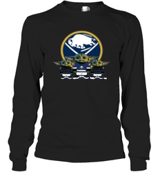 Buffalo Sabres Star Wars Logo Baby Yoda Long Sleeve T-Shirt - PrimaryTee