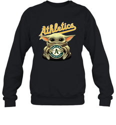 Baby Yoda Hugs The Oakland Athletics Shirts Sweatshirt - PrimaryTee