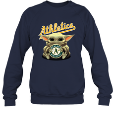 Baby Yoda Hugs The Oakland Athletics Shirts Sweatshirt - PrimaryTee