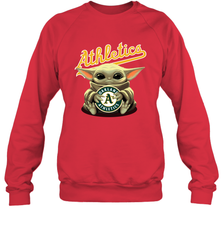 Baby Yoda Hugs The Oakland Athletics Shirts Sweatshirt - PrimaryTee