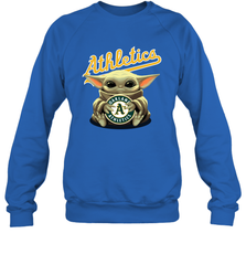 Baby Yoda Hugs The Oakland Athletics Shirts Sweatshirt - PrimaryTee