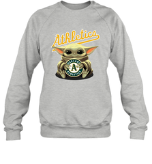 Baby Yoda Hugs The Oakland Athletics Shirts Sweatshirt - PrimaryTee