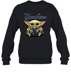 Baby Yoda Hugs The New York Yankees Shirts Sweatshirt - PrimaryTee