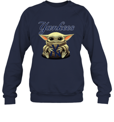 Baby Yoda Hugs The New York Yankees Shirts Sweatshirt - PrimaryTee