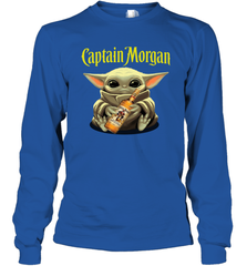 Baby Yoda Hugs Captain Morgan Bottle Star Wars Shirts Long Sleeve T-Shirt - PrimaryTee