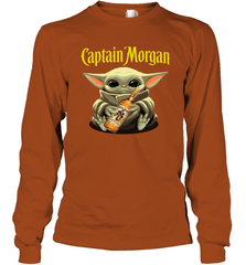 Baby Yoda Hugs Captain Morgan Bottle Star Wars Shirts Long Sleeve T-Shirt - PrimaryTee