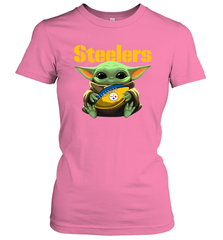 Baby Yoda Loves The Pittsburgh Steelers Star Wars NFL Shirts Women's T-Shirt - PrimaryTee