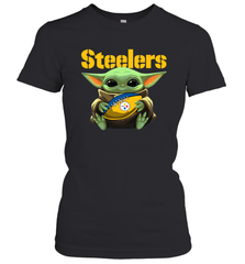 Baby Yoda Loves The Pittsburgh Steelers Star Wars NFL Shirts Women's T-Shirt - PrimaryTee