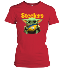 Baby Yoda Loves The Pittsburgh Steelers Star Wars NFL Shirts Women's T-Shirt - PrimaryTee