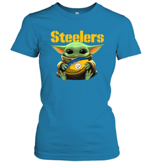 Baby Yoda Loves The Pittsburgh Steelers Star Wars NFL Shirts Women's T-Shirt - PrimaryTee