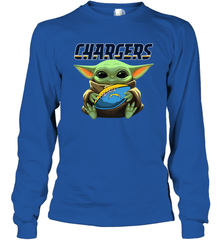 Baby Yoda Loves The Los Angeles Chargers Star Wars NFL Shirts Long Sleeve T-Shirt - PrimaryTee