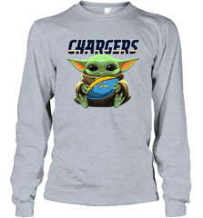 Baby Yoda Loves The Los Angeles Chargers Star Wars NFL Shirts Long Sleeve T-Shirt - PrimaryTee